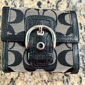 Coach Monogram Black and White Wallet